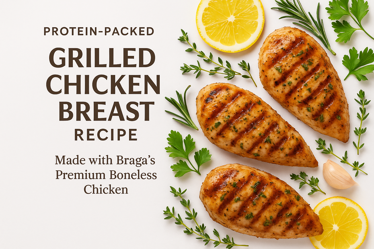 Protein-Packed Grilled Chicken Breast with Lemon & Herbs - Made with Braga's Premium Boneless Chicken